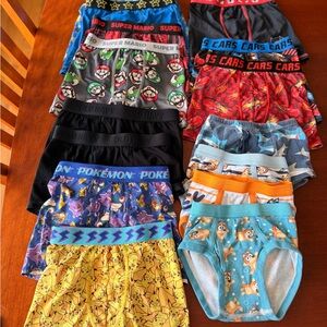 Assorted Kids' Character Briefs - Blue, Yellow, Black, Gray - Multi-Brand Pack
